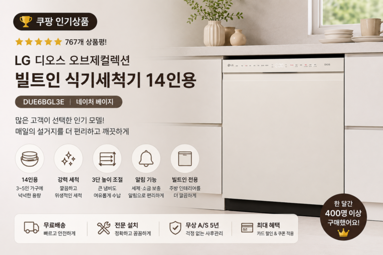 LG 디오스 오브제컬렉션 식기세척기 14인용 DUE6BGL3E 빌트인 가격 후기 추천
