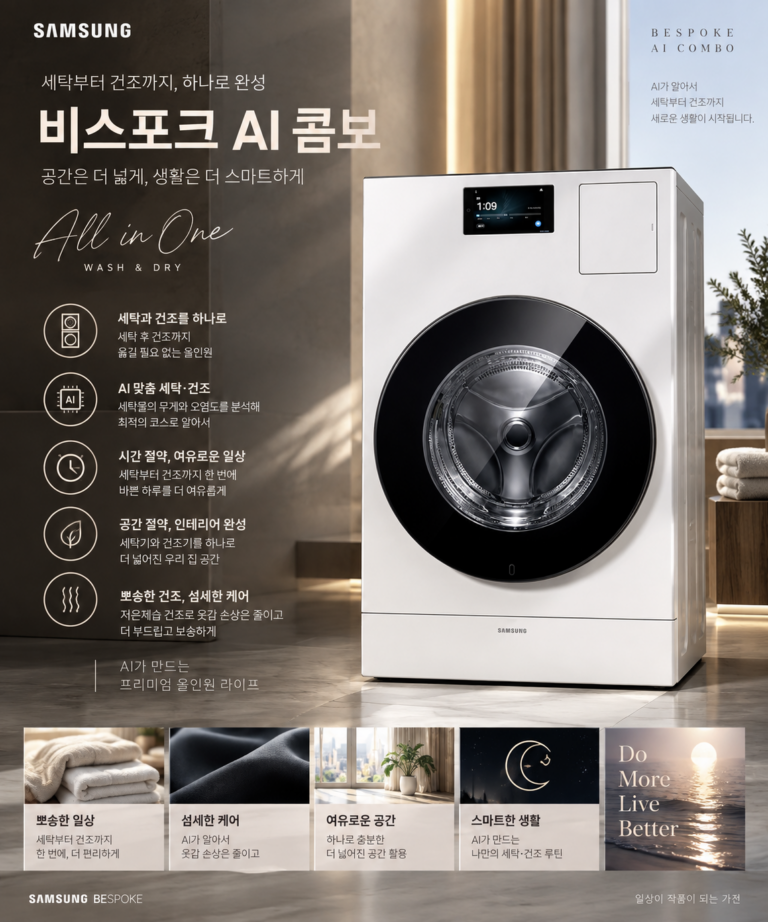 올인원 세탁건조기 후기·단점 정리｜삼성전자 Bespoke AI 콤보 WD90H25BHW 25kg·20kg
